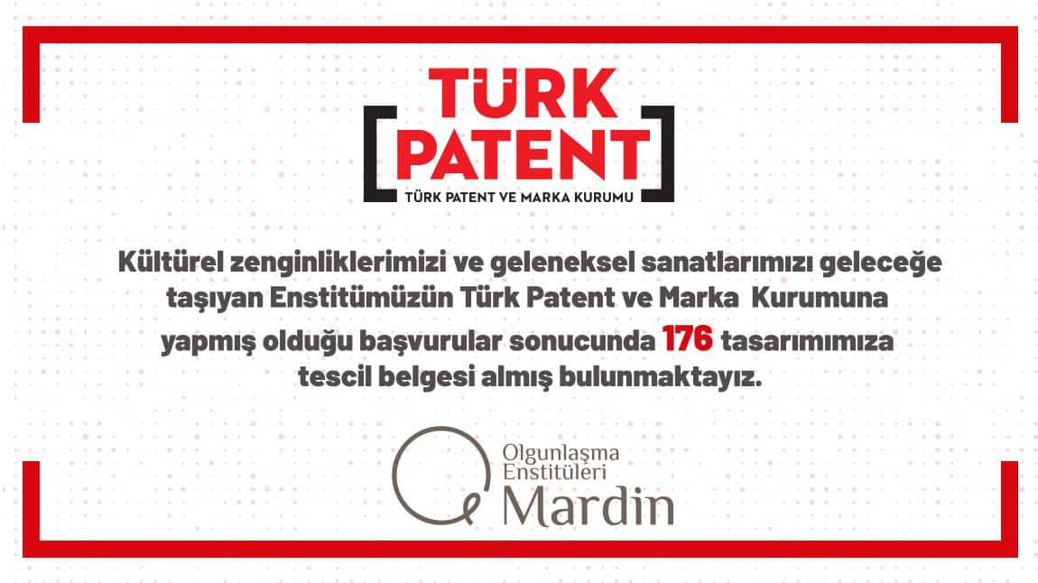  Kültürel zenginliklerimizi ve geleneksel sanatlarımızı geleceğe taşıyan Enstitümüzün Türk Patent ve Marka Kurumuna yapmış olduğu başvurular sonucunda 176 tasarımımıza tescil belgesini almış bulunmaktayız.